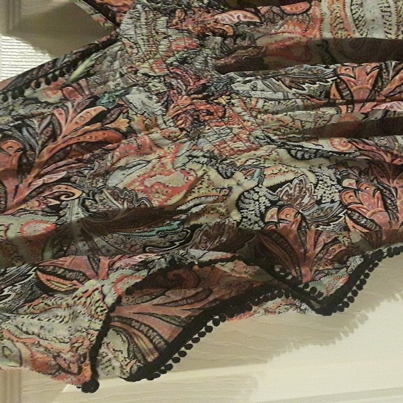 Victoria's Secret Vntg Deep V-Neck Swim Cover-Up Paisley Crochet Trim Mini Dress - Picture 10 of 14